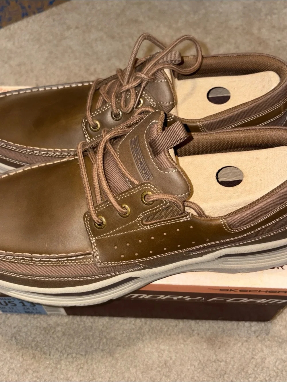 Skechers Men's Brown and Cream Boat Shoes